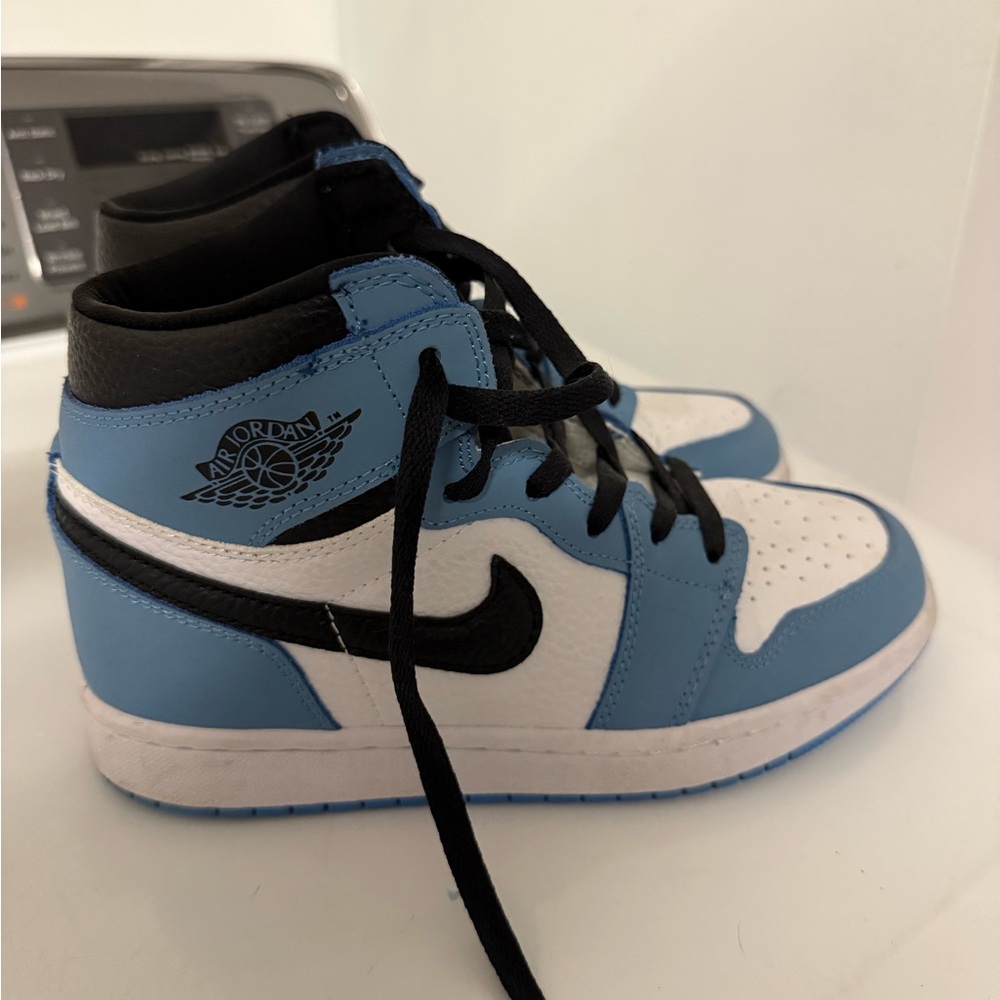 Air Jordan Blue and White High-Top Sneakers